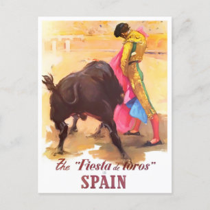 Cartão Postal Espanha Fiesta de Toros viagens vintage