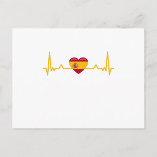 Cartão Postal Espanha Flag Heartbeat España Heart Gift