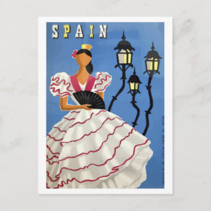 Cartão Postal Espanha, ilustração, garota de fantasia folclór