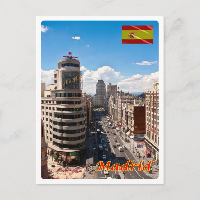Cartão Postal Espanha - Madrid - Centro Avenu - (Frente)