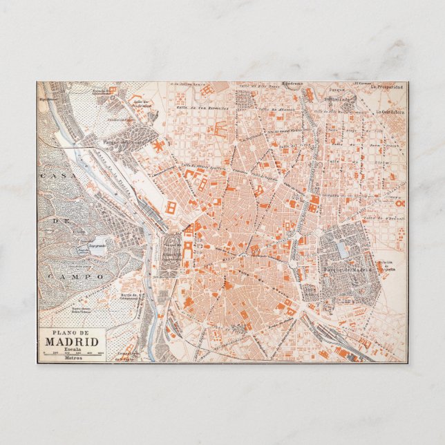Cartão Postal Espanha: Mapa de Madrid, C1920 (Frente)