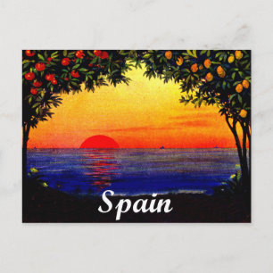 Cartão Postal Espanha, pôr do sol romântico de verão na praia