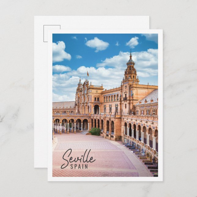 Cartão Postal Espanha Square na Espanha de Sevilha (Frente/Verso)
