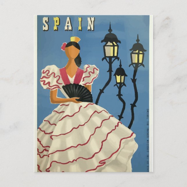 Cartão Postal Espanha viagens vintage (Frente)