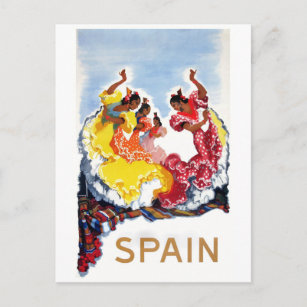 Cartão Postal Espanha Vintage Poster de viagens de Dançarinos Fl