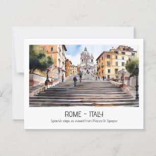 Cartão Postal Espanhol a aquarela Roma Itália turismo