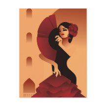 Espanhola com fã e rosa