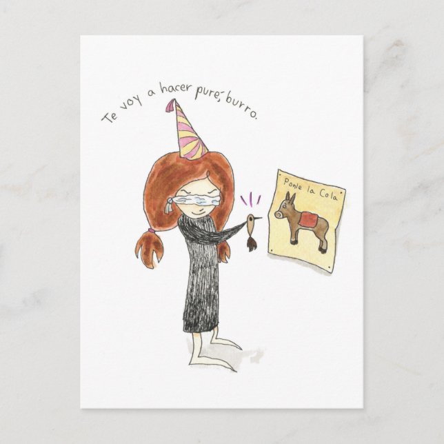 Cartão Postal ESPAÑOL Tarjeta De Cumpleaños - Burro (Frente)