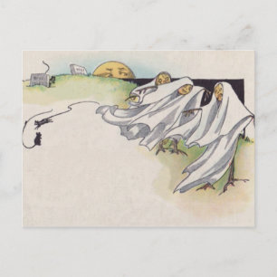 Cartão Postal Espantalho Cemitério da Abóbora de Halloween