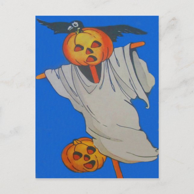 Cartão Postal Espantalho Jack O' Lanterna Pumpkin Fantasma (Frente)