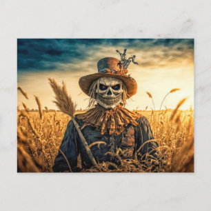 Cartão Postal Espantalho Sinistro Feliz Halloween