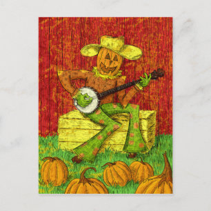 Cartão Postal Espantalho tocando a pintura do banjo