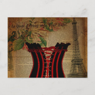 Cartão Postal espartilho de flores da torre paris eiffel