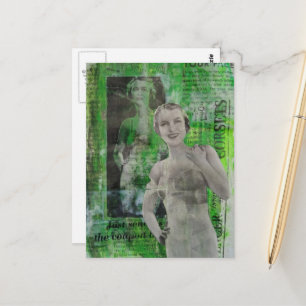 Cartão Postal Espartilhos Mulher Colagem de mídia mista