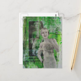 Cartão Postal Espartilhos Retro Mulher Colagem de mídia mista