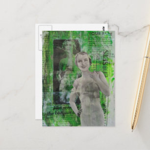 Cartão Postal Espartilhos Retro Mulher Colagem de mídia mista