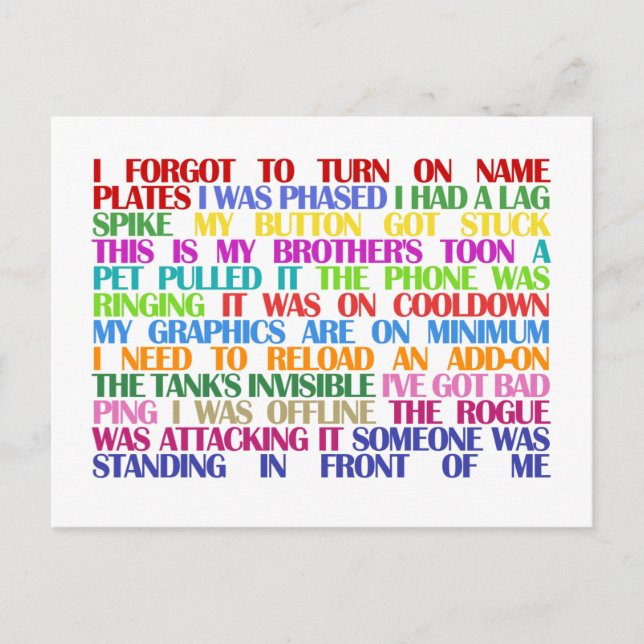 Cartão Postal Especialidades de Raid de Warcraft (Frente)