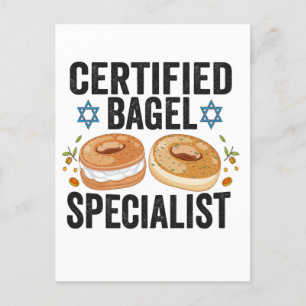 Cartão Postal Especialista Certificado em Bagel Engraçado Hanukk