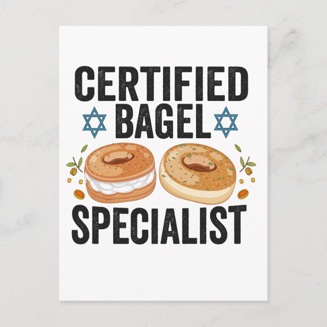 Cartão Postal Especialista em Bagel certificado, Engraçado Judeu (Frente)