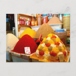 Cartão Postal Especiarias em um mercado tradicional, Marrocos