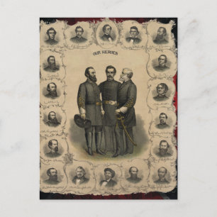 Cartão Postal Espectacular Heróis da Guerra Civil Americana