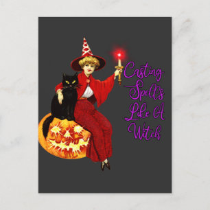 Cartão Postal Espelho Como Uma Bruxa - Gato Negro Halloween