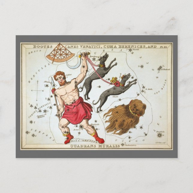 Cartão Postal Espelho da Urânia, Mapa Celestial da Astronomia Vi (Frente)