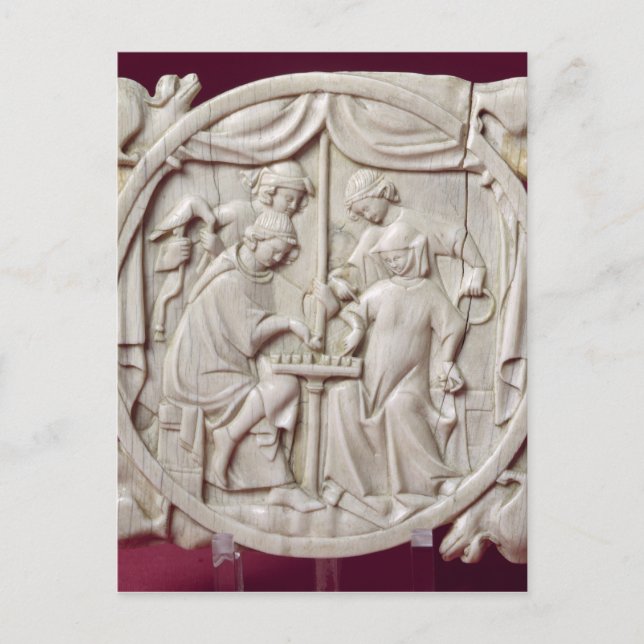 Cartão Postal Espelho de caixa representando uma partida de xadr (Frente)