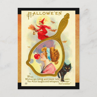 Cartão Postal Espelho Mágico do Vintage Halloween