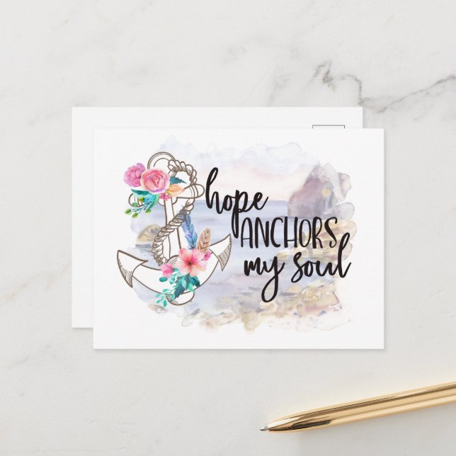 Cartão Postal esperança ancora alma encorajamento palavra arte (Frente/Verso In Situ)