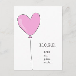 Cartão Postal Esperança - Balão Rosa com Citação Motivacional Do