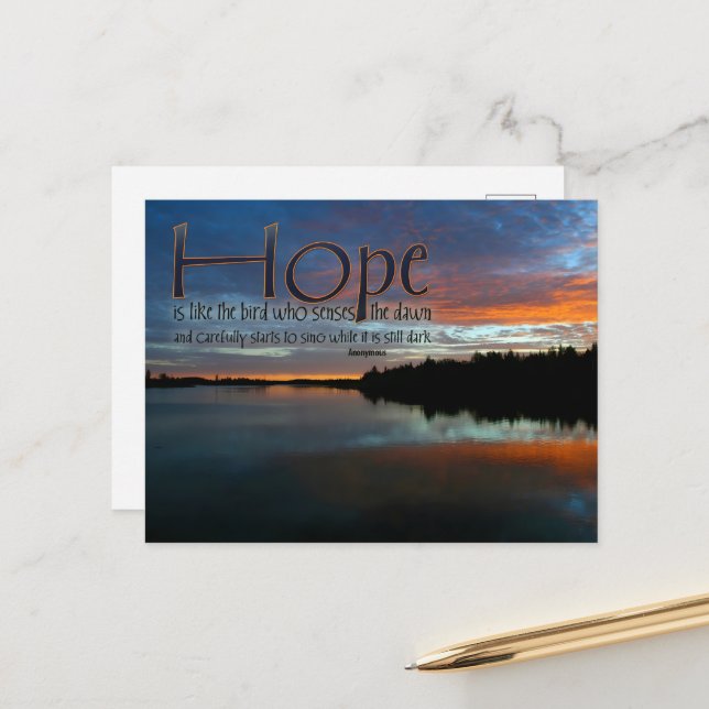 Cartão Postal "Esperança é como o pássaro" Citação Inspiracional (Frente/Verso In Situ)