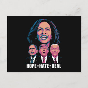 Cartão Postal Esperança Ódio Cura Levante Kamala 2024
