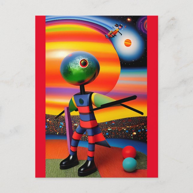 Cartão Postal Esperando as bolas caírem no surrealismo (Frente)