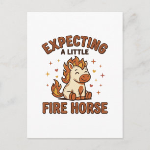 Cartão Postal Esperando Um Pequeno Cavalo de Fogo Camisa de Bebê