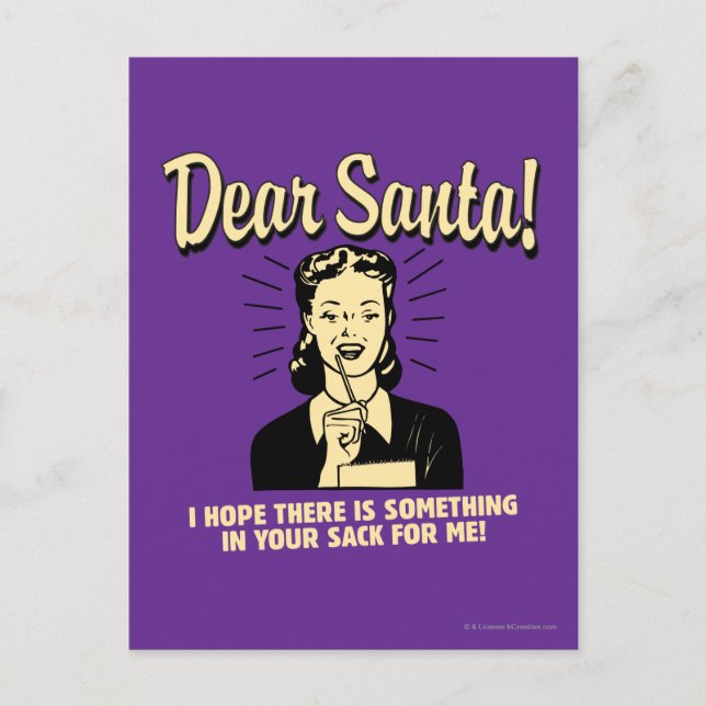 Cartão Postal Espero que haja algo na sua sacola para mim (Frente)