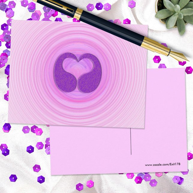 Cartão Postal Espirais Cor-de-Rosa Coração Roxo Parabéns (Criador carregado)