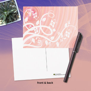 Cartão Postal Espirais de Pêssego, Filigrana e Flores Ocasião