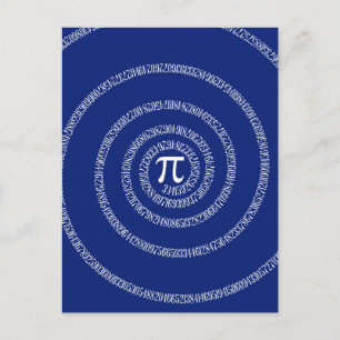 Cartão Postal Espiral de Design para Pi em Azul Marinho