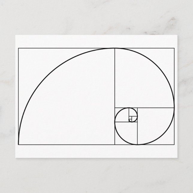 Cartão Postal Espiral de Fibonacci Proporção Áurea (Frente)