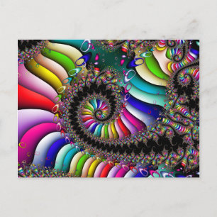 Cartão Postal Espiral Fractal Multicolor