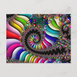 Cartão Postal Espiral Fractal Multicolor
