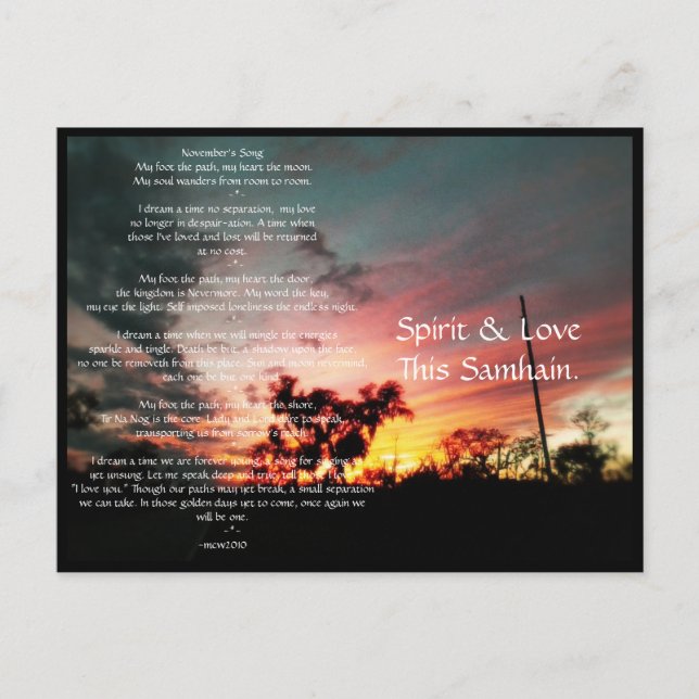 Cartão Postal Espírito de Samhain (Frente)