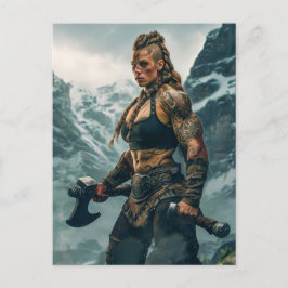 Cartão Postal Espírito Guerreiro da Mulher Viking Canalizando