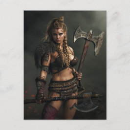 Cartão Postal Espírito Guerreiro da Mulher Viking Canalizando