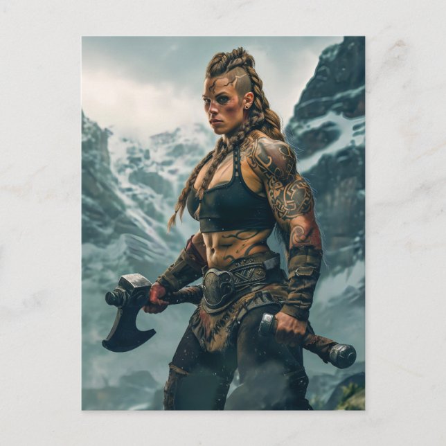 Cartão Postal Espírito Guerreiro de Viking Woman Channeling (Frente)