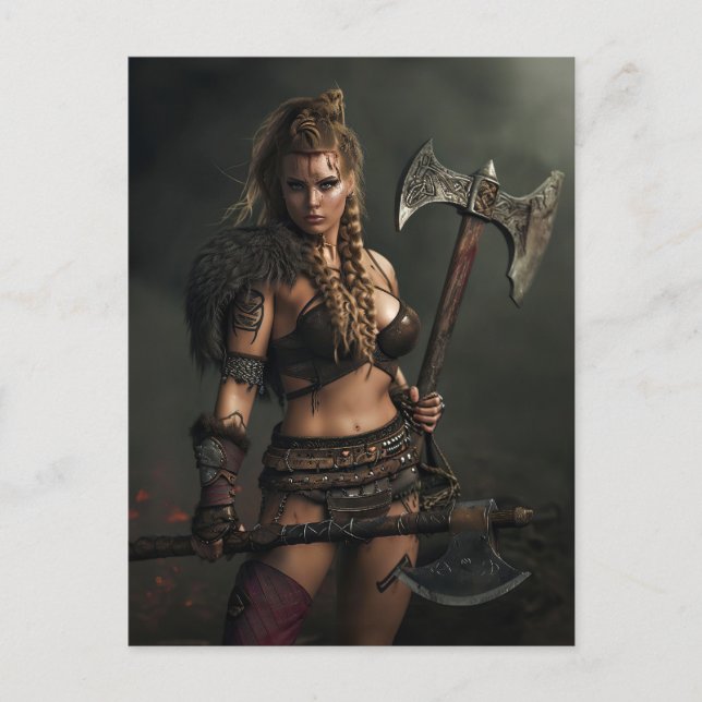 Cartão Postal Espírito Guerreiro de Viking Woman Channeling (Frente)