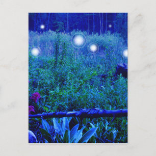 Cartão Postal Espírito Luz Azul Noite Espantosa Órbitos-prados