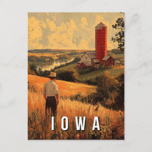 Cartão Postal Espírito Patriótico de Retro Iowa - Heartland Amer