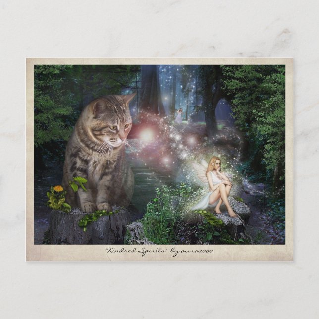 Cartão Postal Espíritos Kindred 🧚 ‍ ♀️ 😽 (Frente)